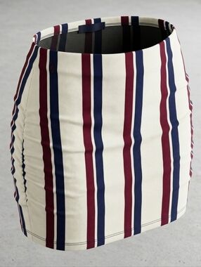 Ralph Lauren Bodycon Beige Skirt With Burgundy And Navy Blue Stripes Size XL